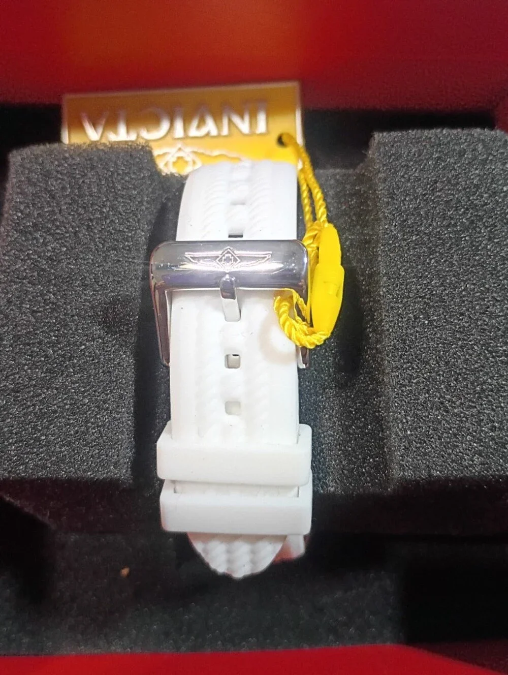 Invicta Angel Halo Blue Sunray Dial Watch with White Strap 38mm